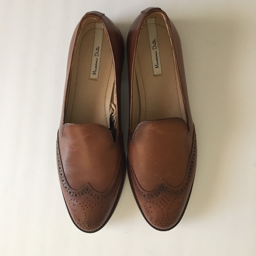 ‼️NWT: Massimo Dutti Leather Slip on Loafers sz 38